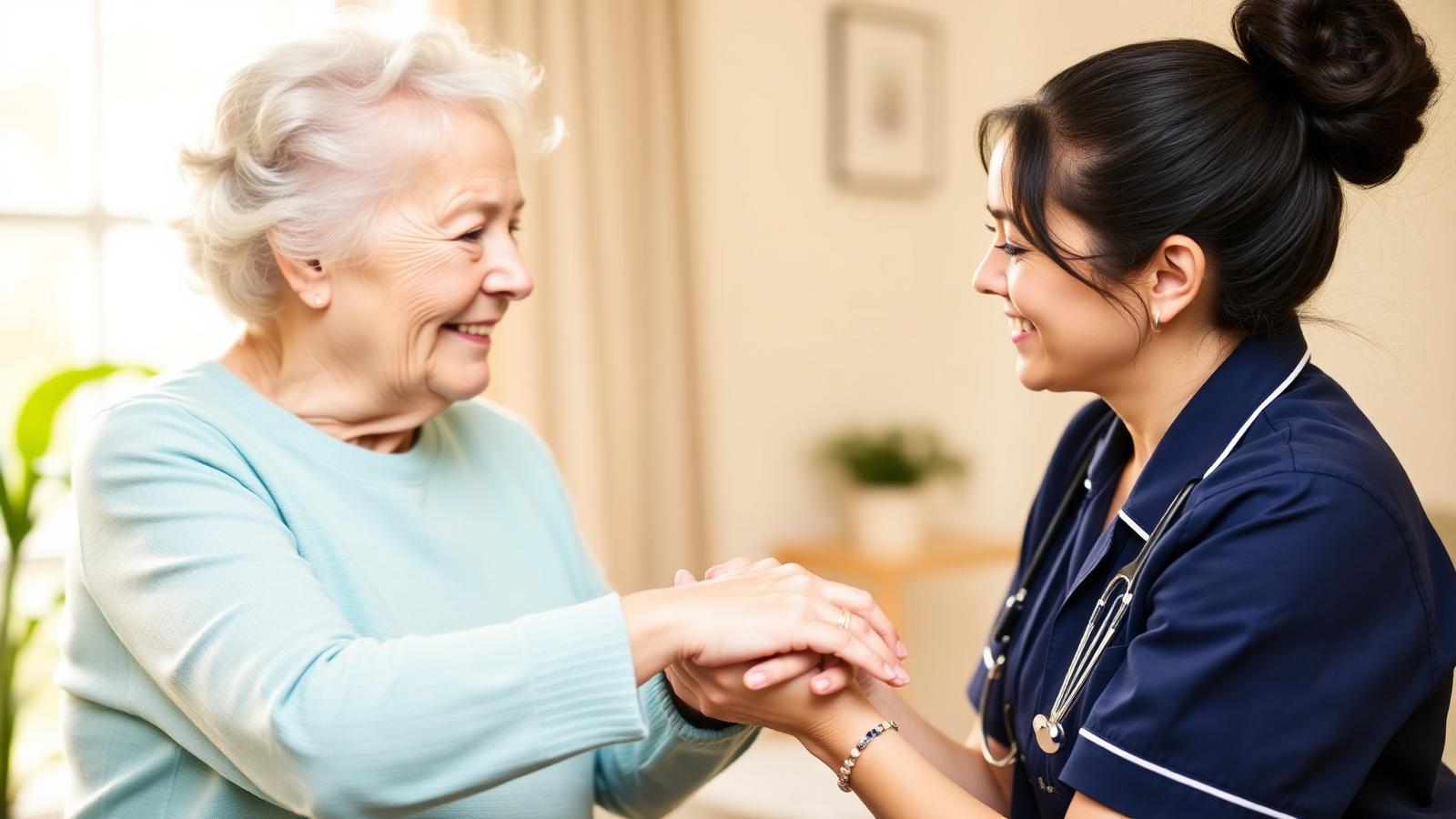 Caregiver supporting a senior at home
